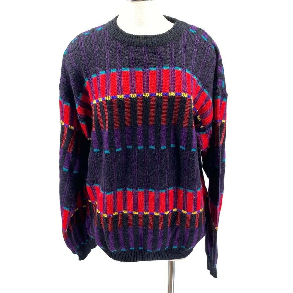 VTG Brian MacNeil ugly Dad sweater size L large Tall Knit colorful y2k